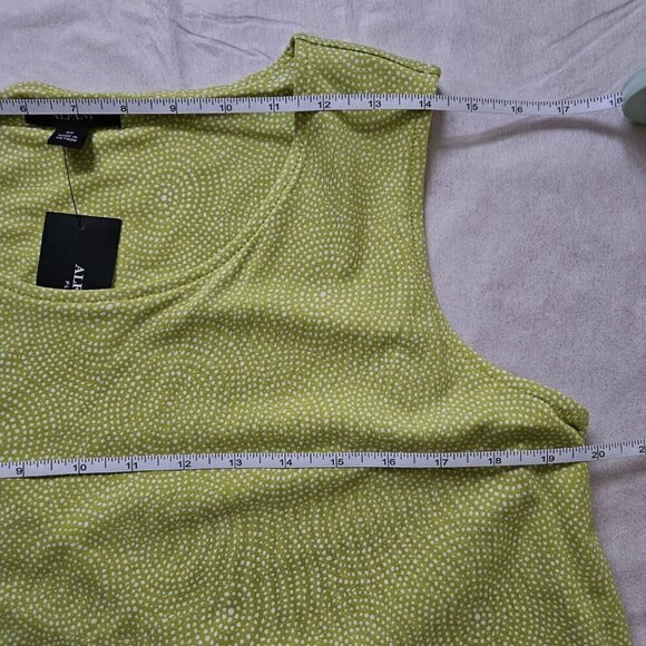 Alfani Top Women's Plus Size 0X US12 Neon Green Mayan Circle Asymmetrical Boho - Picture 9 of 13